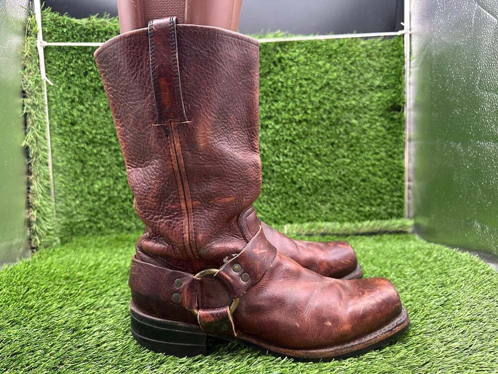 Vintage Frye Harness 873505 Riding Boot Women's 9.5M Brown Leather Mid-Calf USA